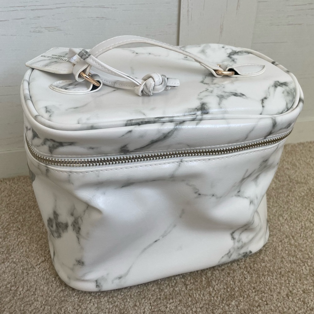 The Styled Collection White Marble Cosmetic Bag Luxe Travel Edition
